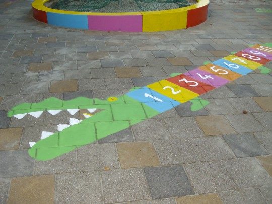 de krokodil op het schoolplein